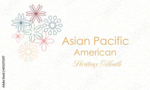 May Asian American and Pacific Islander Heritage Month. Illustration with text, Chinese pattern. Asia Pacific American Heritage Month, Vector