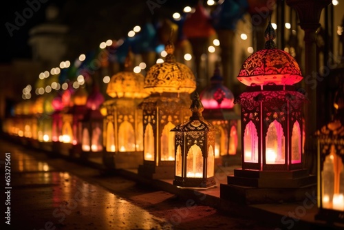 traditional lanterns lit during diwali © altitudevisual