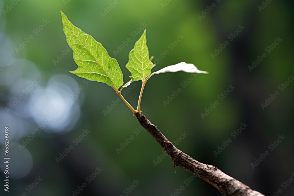 a single leaf sprouting on a botanical tree a single leaf sprouting on a botanical tree