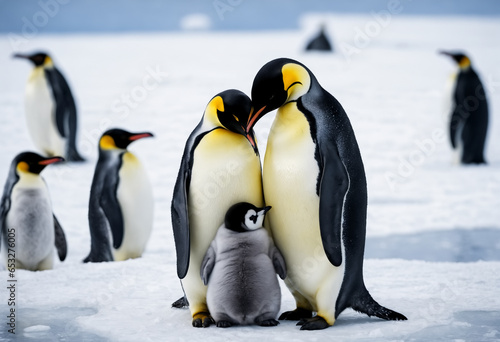 Family emperor penguin. Generative AI