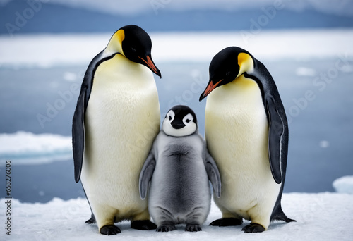 Family emperor penguin. Generative AI