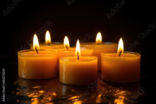 a close-up of freshly lit candles against a dark background