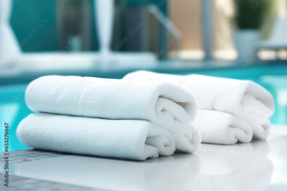 clean, fluffy towels by a hydrotherapy pool clean, fluffy towels by a hydrotherapy pool