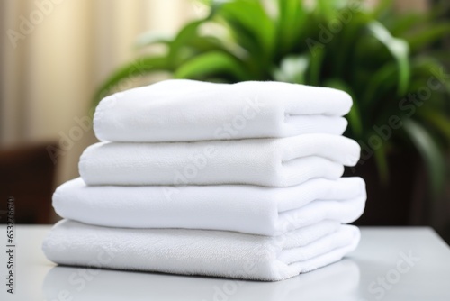 a pile of fresh white towels stacked neatly