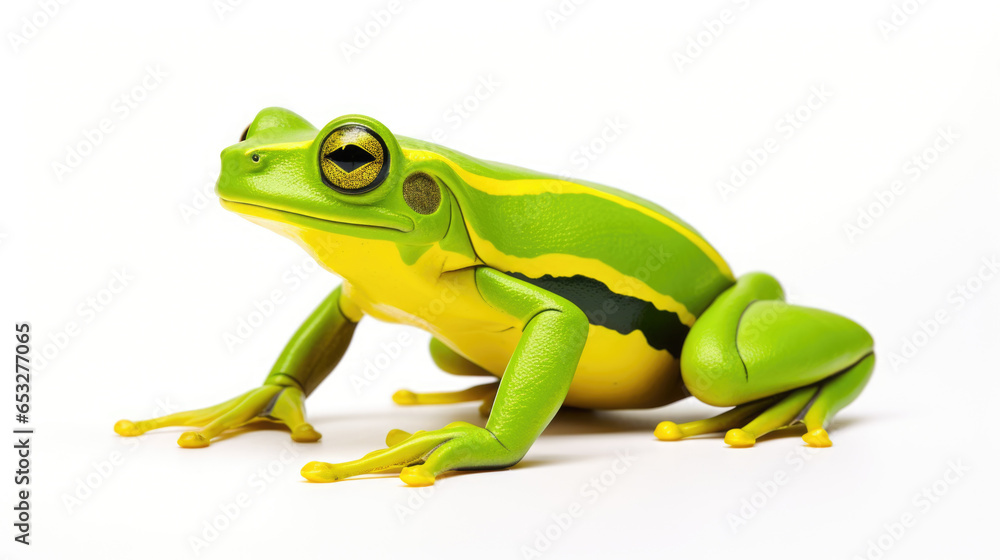 plastic frog toy on a white background, cut Sits plastic frog toy on a white background, cut Sits