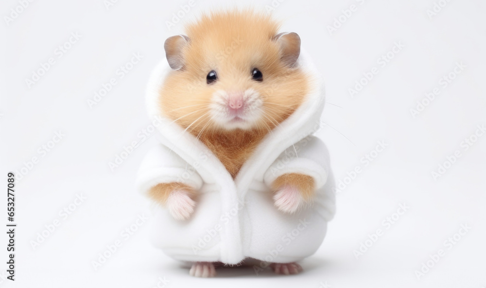 hamster Soft toy on a white background, cut dressing gown hamster Soft toy on a white background, cut dressing gown
