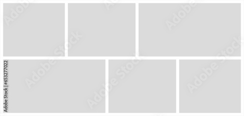 Pictures or photos frame collage. comics page grid layout abstract photo frames and digital photo wall template
