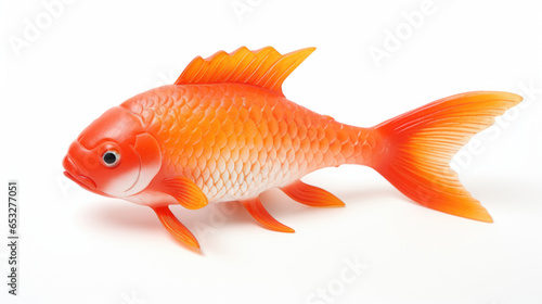 Plastic fish on a white background, cut. bathing