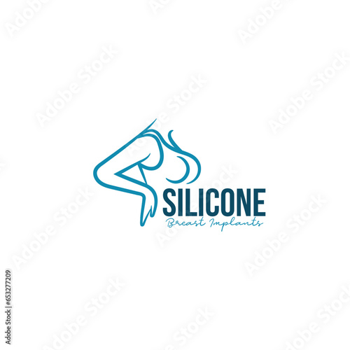 Outline surgery silicone , implant, injection, augmentation logo design isolated on white with modern, elegant and creative styles