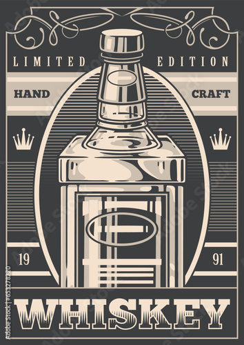 Whiskey alcohol monochrome vintage poster