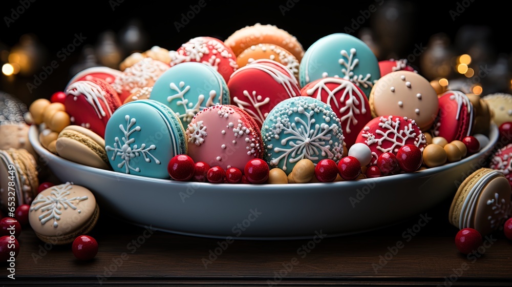 Yuletide Delights: Colorful Christmas Bakery Treats and Festive Sweets in 8K created with generative ai technology