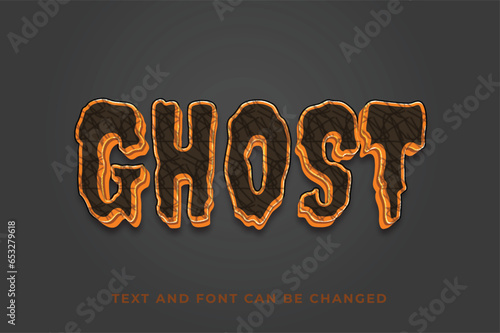 Ghost 3d text effect in whit dark background