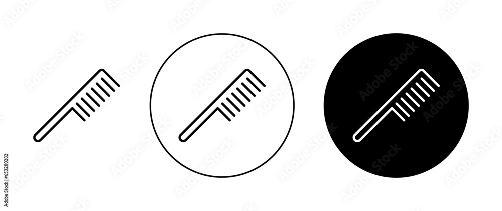 Hairdresser comb vector icon set in black color. Suitable for apps and website UI designs - obrazy, fototapety, plakaty 