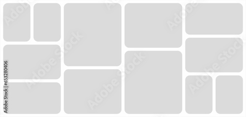 Pictures or photos frame collage. comics page grid layout abstract photo frames and digital photo wall template

