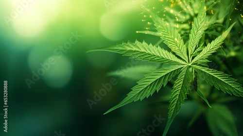 cannabis leaf with blurred background