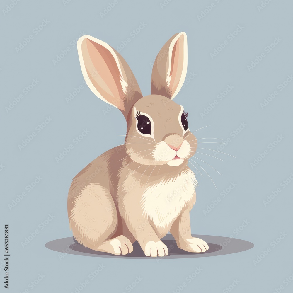 Fototapeta premium Rabbit cartoon illustration, AI generated Image