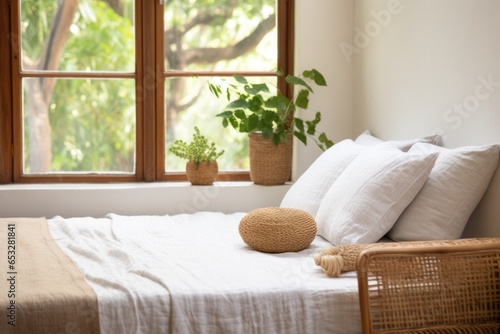 single bed with a bamboo pillow on top