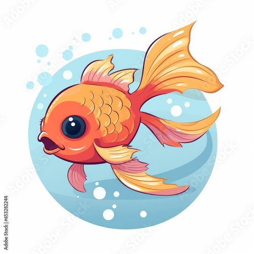 Goldfish cartoon illustration, AI generated Image