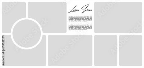 Pictures or photos frame collage. comics page grid layout abstract photo frames and digital photo wall template
