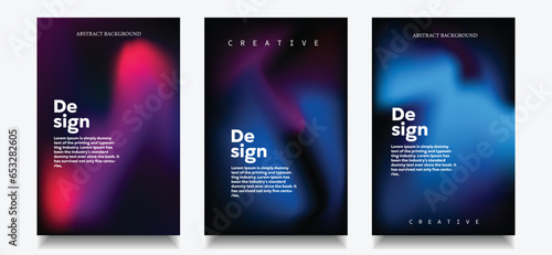 Colorful fluid and wavy gradient mesh background template copy space set. Dynamic colour gradation flow backdrop holo design for poster, banner, flyer, magazine, cover, brochure, festival, or event