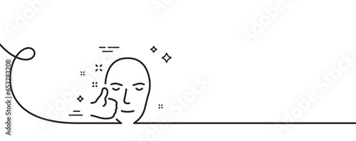 Healthy face skin line icon. Continuous one line with curl. Good care sign. Like symbol. Healthy face single outline ribbon. Loop curve pattern. Vector