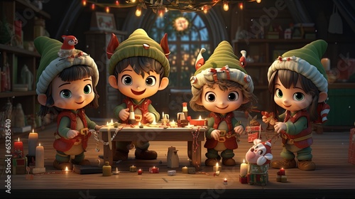 Christmas Elves in Santa's Modern Toy Workshop: A Festive Postcard in 8K created with generative ai technology