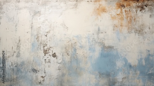 grunge vintage white wall with blue paint  in the style of rustic abstraction