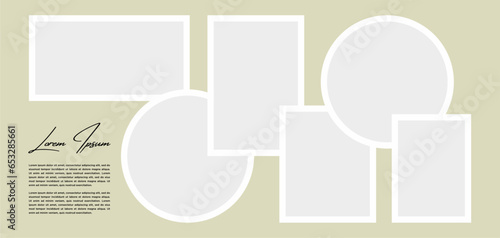 Pictures or photos frame collage. comics page grid layout abstract photo frames and digital photo wall template
