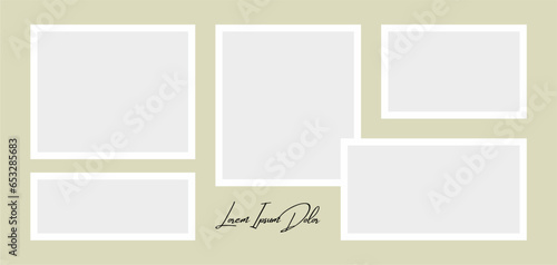 Pictures or photos frame collage. comics page grid layout abstract photo frames and digital photo wall template