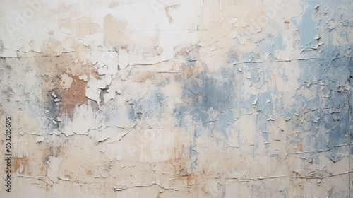 grunge vintage white wall with blue paint, in the style of rustic abstraction © EnelEva
