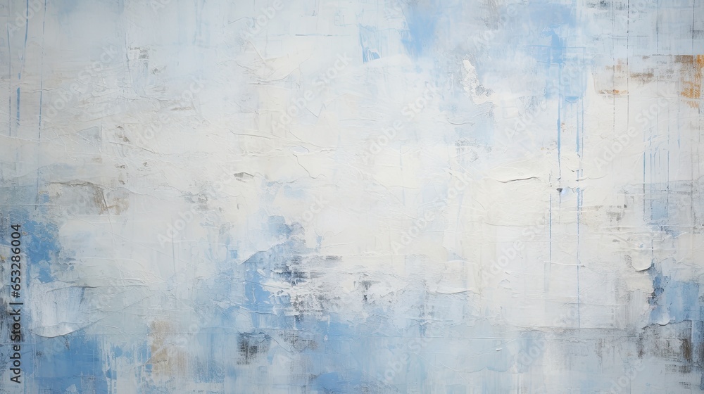 Obraz premium grunge vintage white wall with blue paint, in the style of rustic abstraction