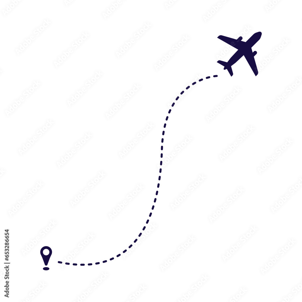 Airplane Dotted Line Direction Travel Symbol Icon Airplane Dotted Line Direction Travel Symbol Icon