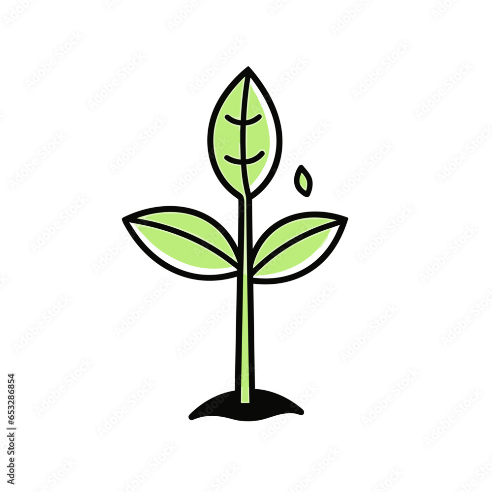 Seedling sprout vector icon in minimalistic, black and red line work, japan web Seedling sprout vector icon in minimalistic, black and red line work, japan web