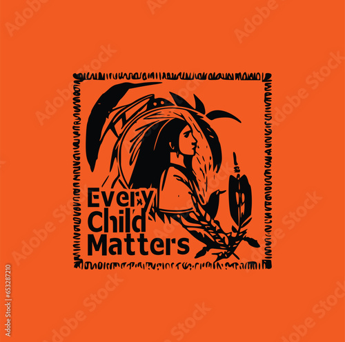 Every Child Matters. National Day of Truth and Reconciliation. Modern creative banner. Orange T-shirt Day.	
