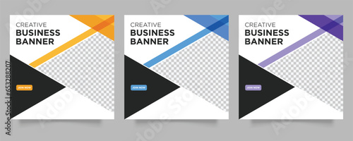 Set of Editable Business square banner template for social media post and web internet ads