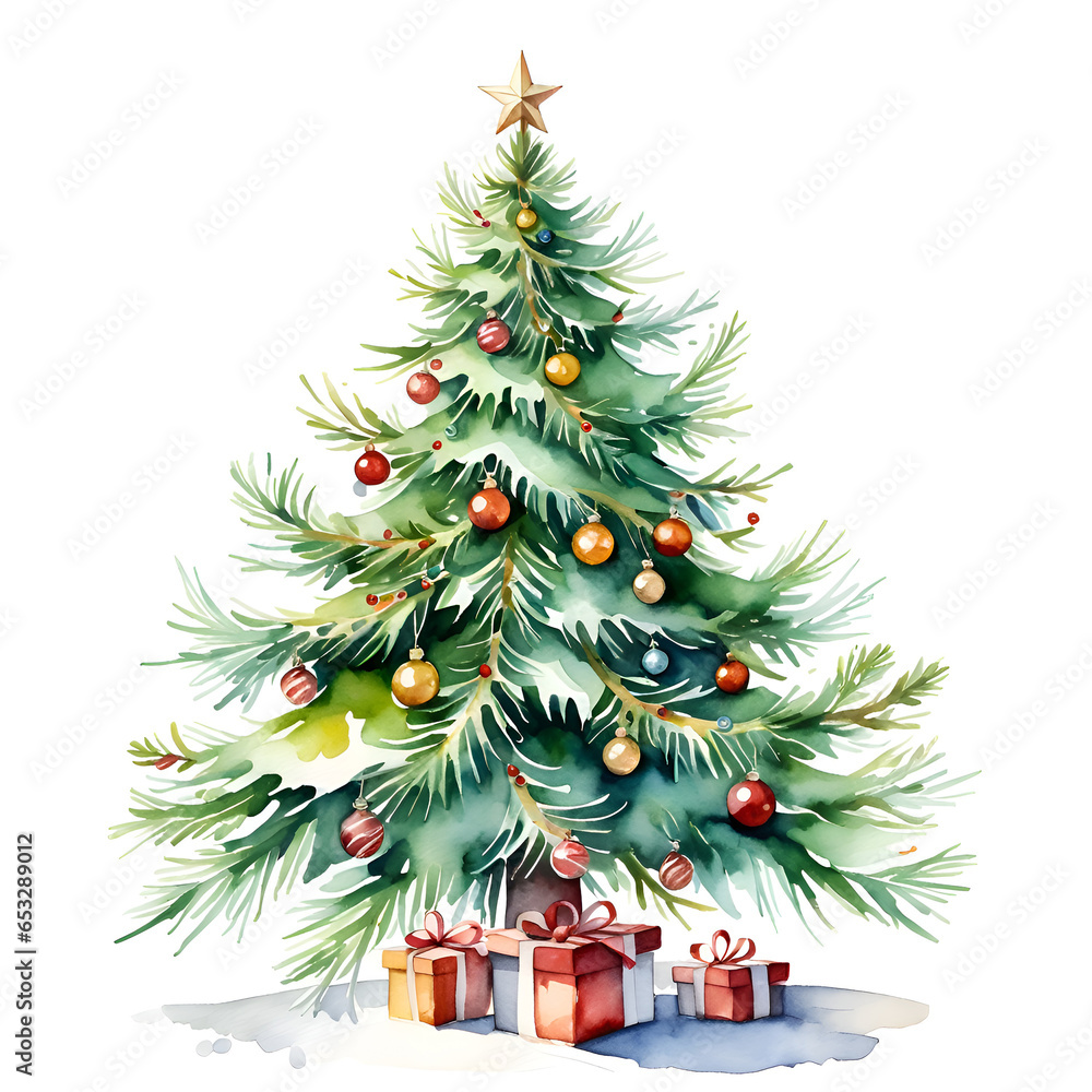 Fototapeta premium One Christmas tree on a white background