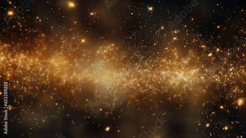 Gold glowing stars and particle background. © morepiixel