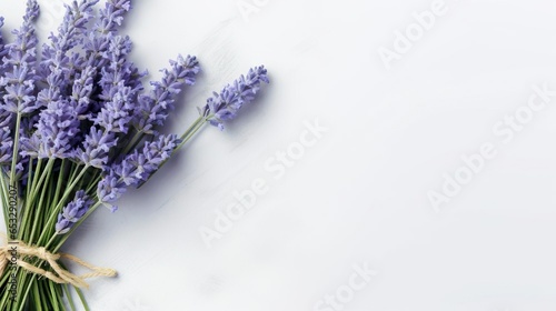 Lavender bouquet on white background - Fresh purple flowers with copy space for spring and wellness themes