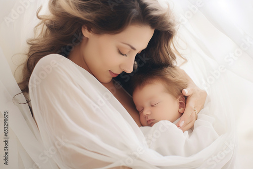 Gentle newborn love: a soft, minimalistic background capturing the essence of tenderness.