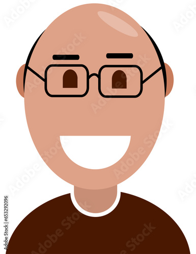 Avatar rosto masculino careca com óculos