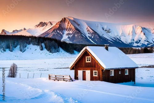 house in the mountains in winter © Image Studio