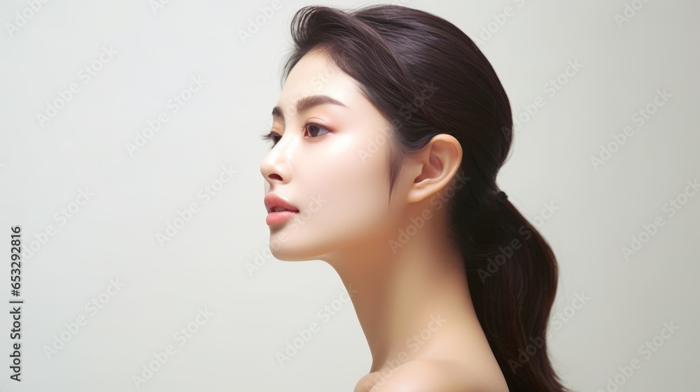 Portrait of beautiful young aisan woman. beauty fresh skin, wellness or cosmetic concept. Generative ai	
