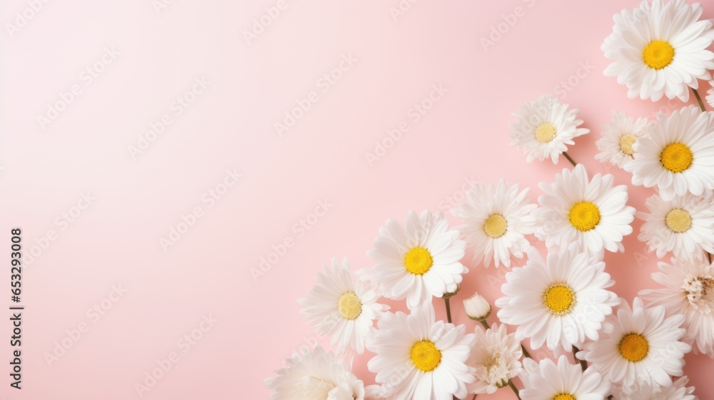 White daisy chamomile flowers background.