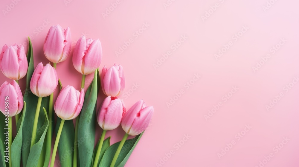 Tulip flowers on background and copyspace.