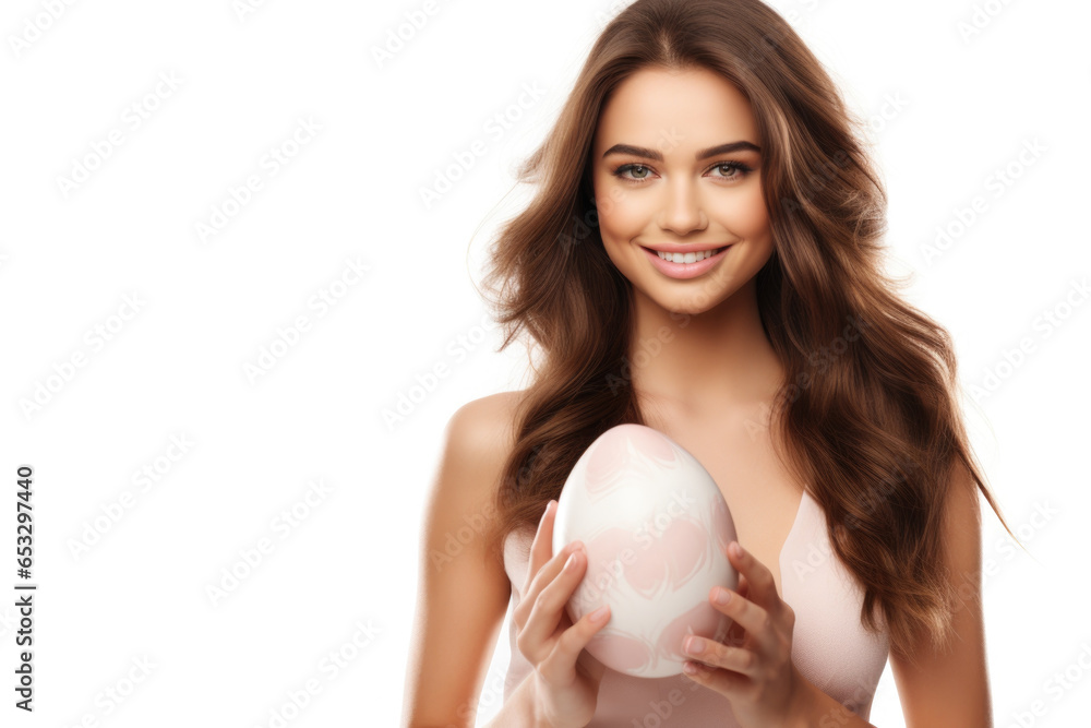 A beautiful young woman holding a pink and white ball. This image can be used for various purposes such as sports, fitness, or leisure activities. A beautiful young woman holding a pink and white ball. This image can be used for various purposes such as sports, fitness, or leisure activities.