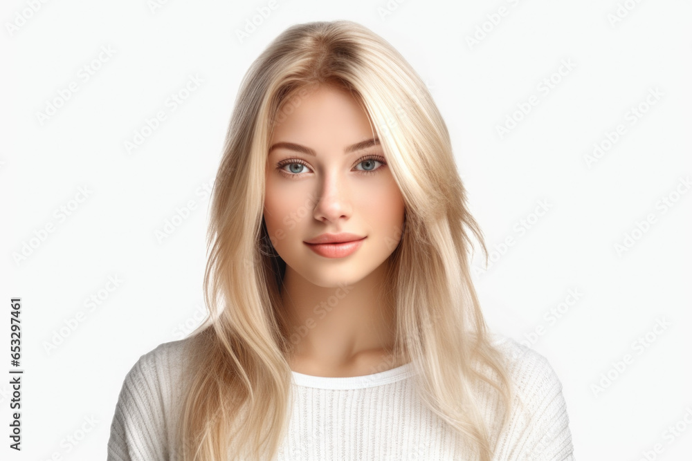 A stunning blond woman with long hair posing for a picture. This versatile image can be used in various contexts. A stunning blond woman with long hair posing for a picture. This versatile image can be used in various contexts.