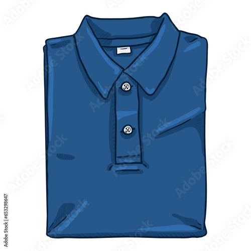 Vector Cartoon Folded Blue Polo Shirt