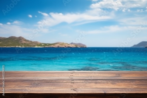 Wooden Deck Mockup with a View of the Sea