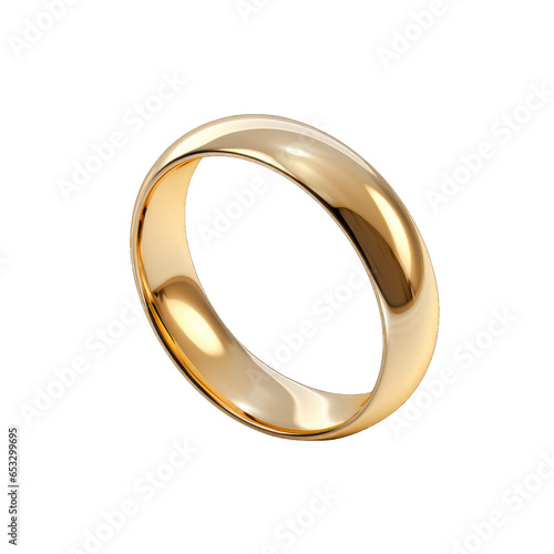 Gold wedding ring isolated on transparent and white background. Png transparent
