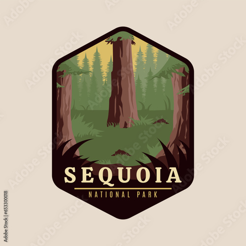 sequoia national park print logo vintage vector symbol illustration design.